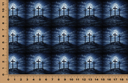 DecoCraft - Scenic Tiles Series - Calvary Crosses Under Moonlight