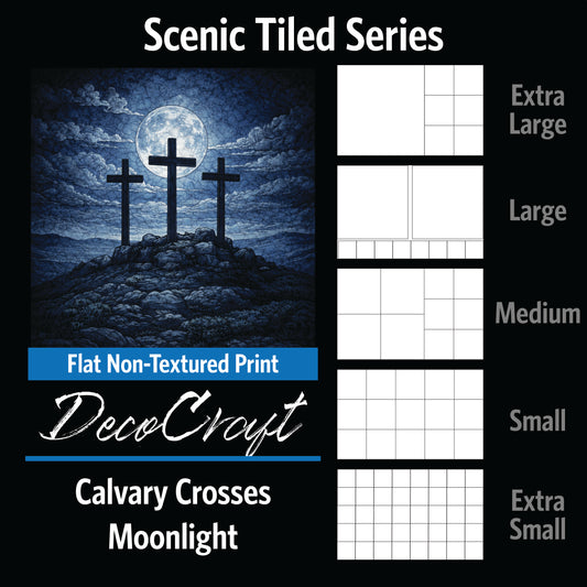 DecoCraft - Scenic Tiles Series - Calvary Crosses Under Moonlight