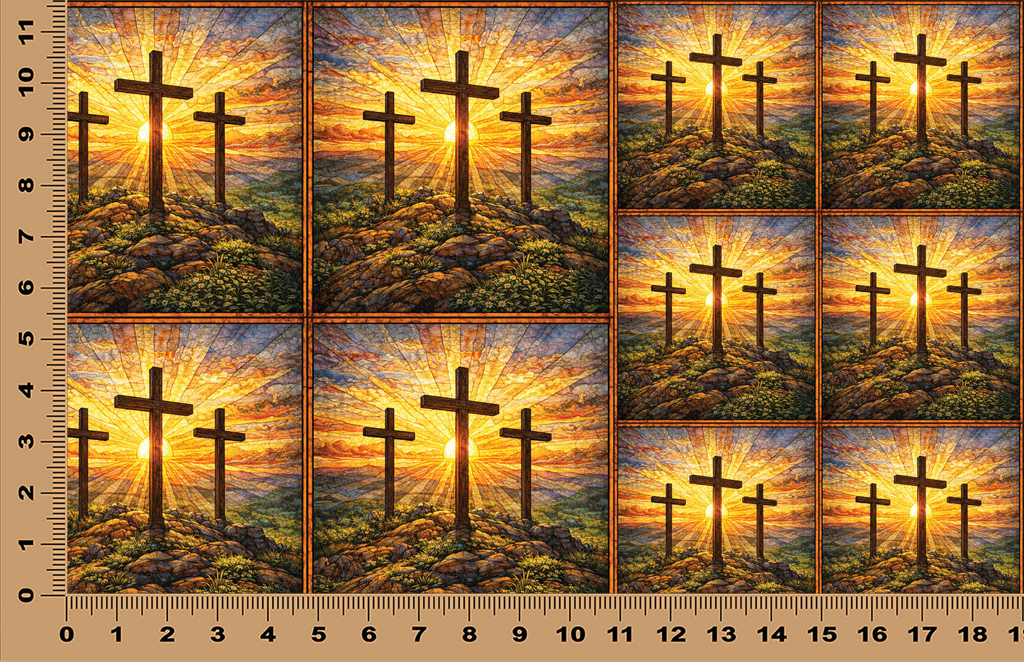 DecoCraft - Scenic Tiles Series - Calvary Crosses at Daybreak