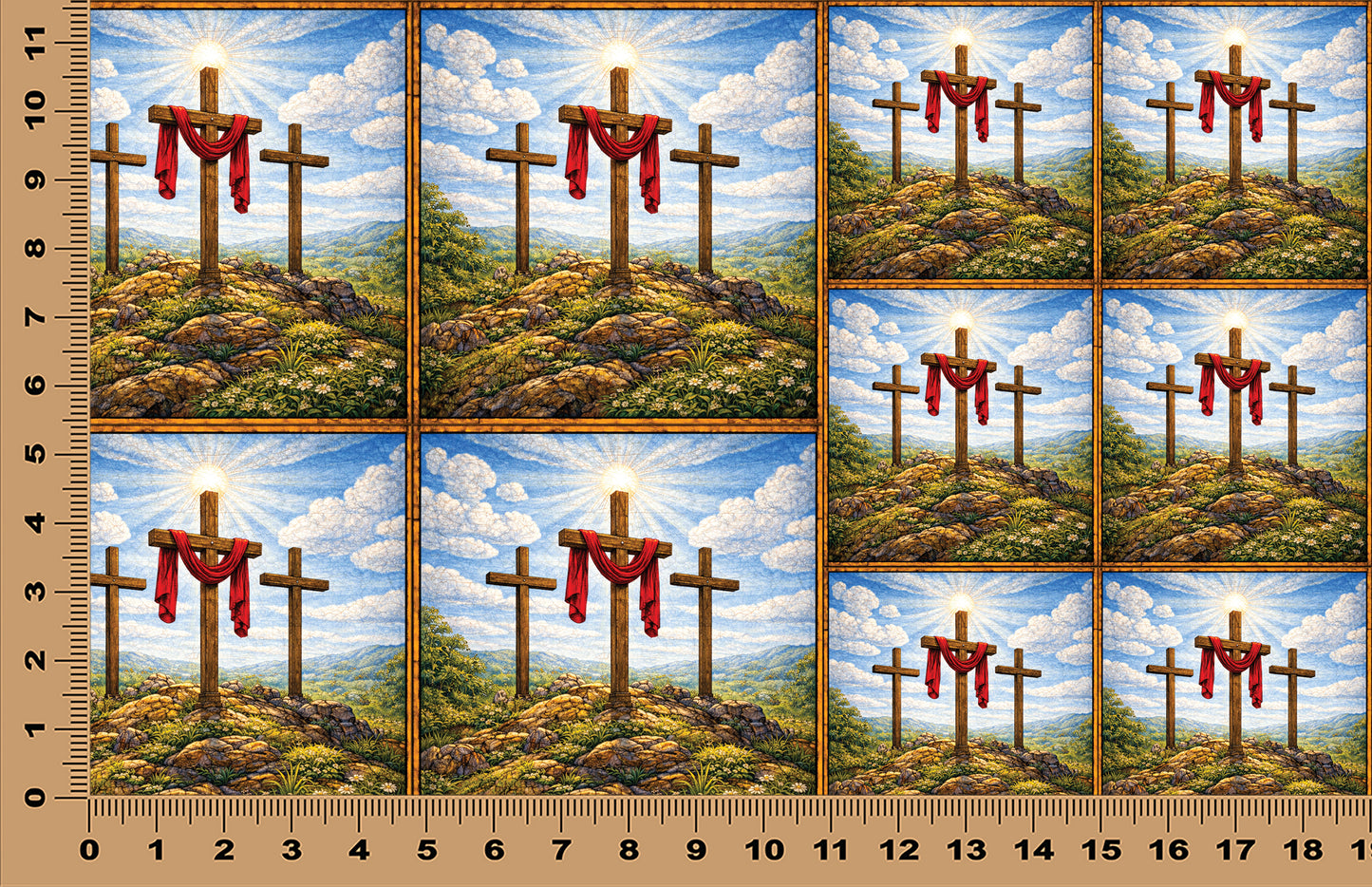 DecoCraft - Scenic Tiles Series - Calvary Crosses at High Noon