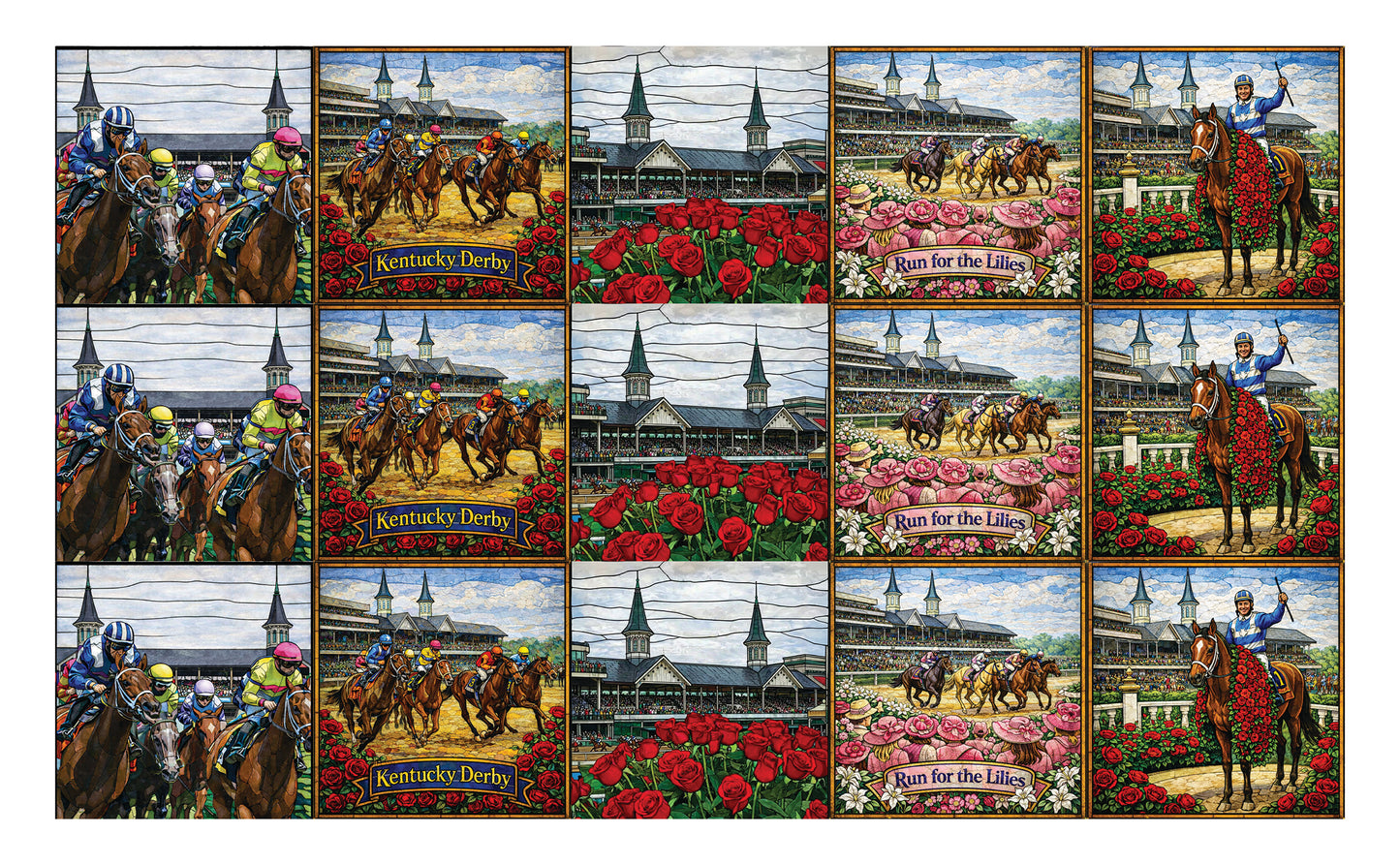 DecoCraft - Scenic Elevated Texture Tiles - Realistic Stained Glass - Derby Day