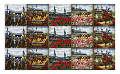 DecoCraft - Scenic Elevated Texture Tiles - Realistic Stained Glass - Derby Day