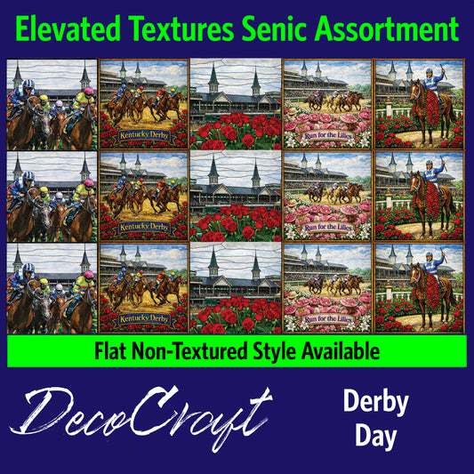 DecoCraft - Scenic Elevated Texture Tiles - Realistic Stained Glass - Derby Day
