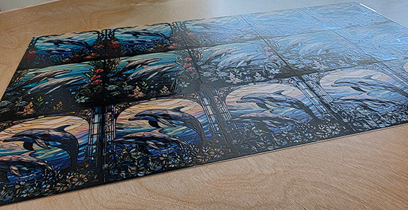 DecoCraft - Scenic Elevated Texture Tiles - Realistic Stained Glass - Dolphin Pals