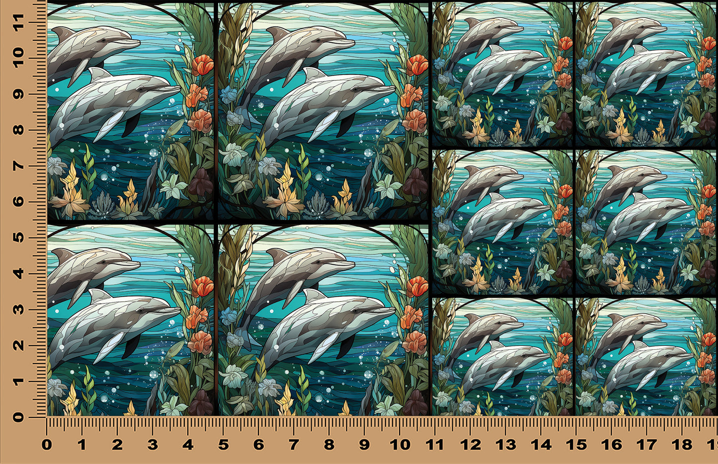 DecoCraft - Scenic Elevated Texture Tiles - Dolphin Dance