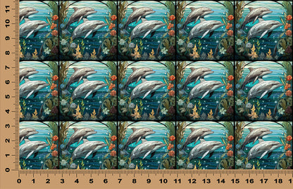 DecoCraft - Scenic Elevated Texture Tiles - Dolphin Dance