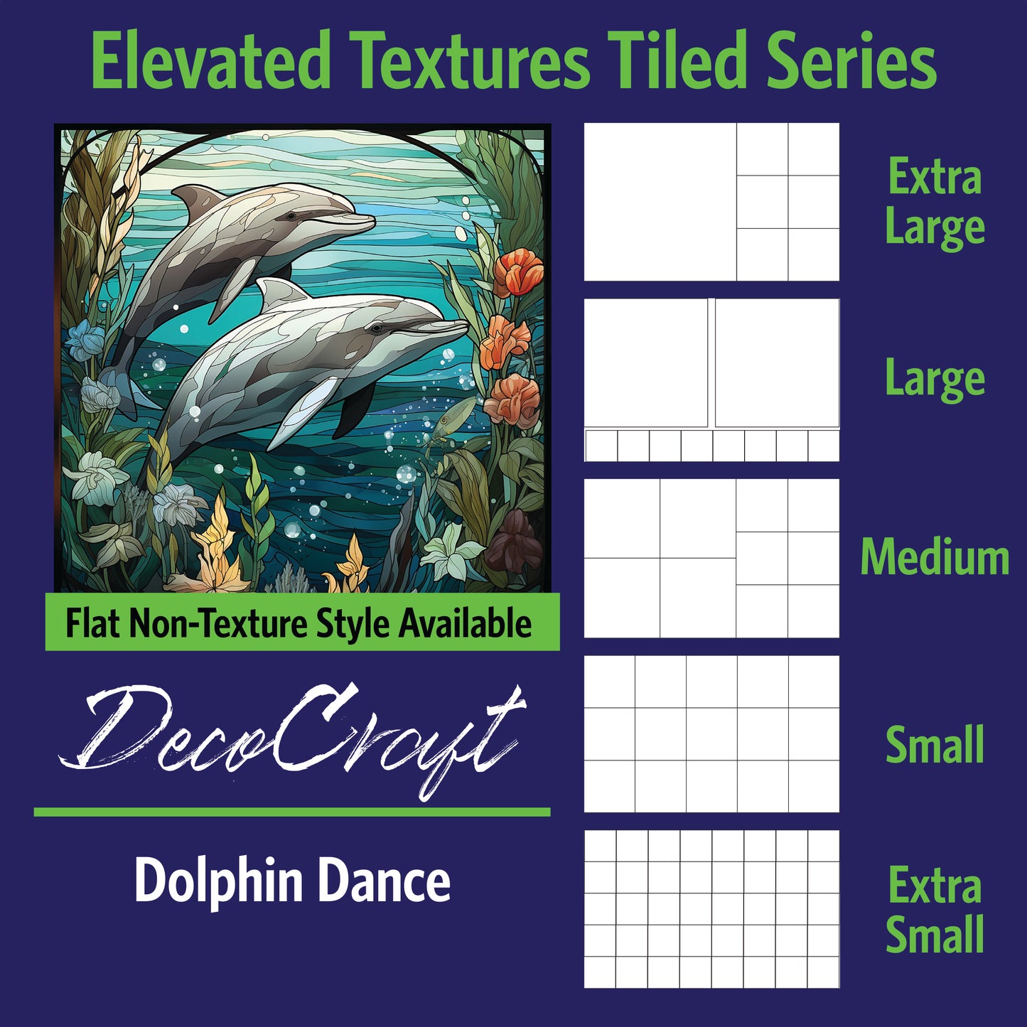 DecoCraft - Scenic Elevated Texture Tiles - Dolphin Dance