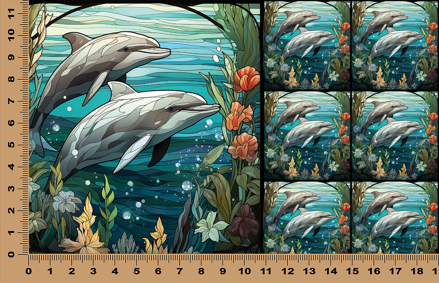 DecoCraft - Scenic Elevated Texture Tiles - Dolphin Dance