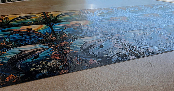 DecoCraft - Scenic Elevated Texture Tiles - Realistic Stained Glass - Ocean Grace
