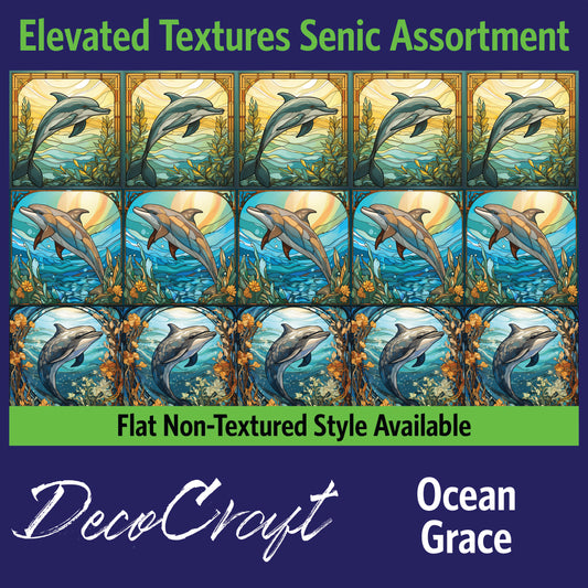 DecoCraft - Scenic Elevated Texture Tiles - Realistic Stained Glass - Ocean Grace