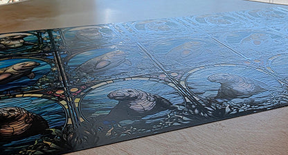 DecoCraft - Scenic Elevated Texture Tiles - Realistic Stained Glass - Manatees