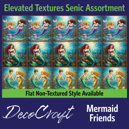 DecoCraft - Scenic Elevated Texture Tiles - Realistic Stained Glass - Mermaid Friends