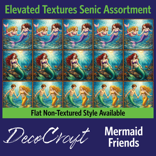 DecoCraft - Scenic Elevated Texture Tiles - Realistic Stained Glass - Mermaid Friends