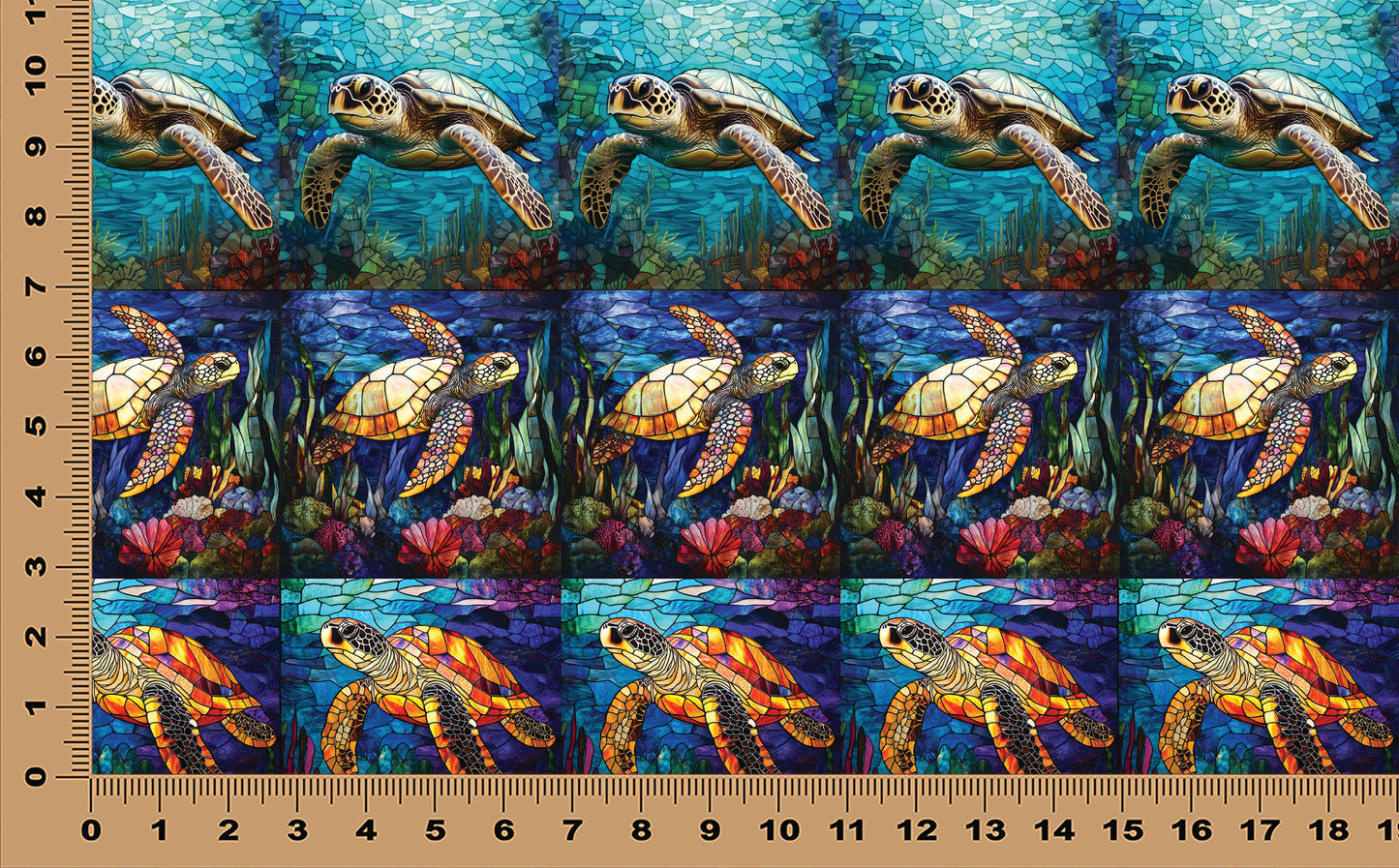 DecoCraft - Scenic Elevated Texture Tiles - Realistic Stained Glass - Turtles of the Seas