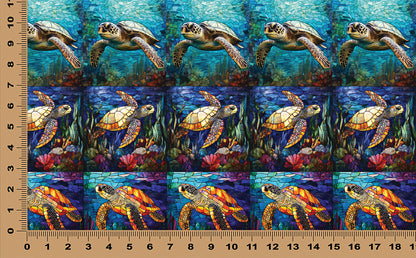DecoCraft - Scenic Elevated Texture Tiles - Realistic Stained Glass - Turtles of the Seas