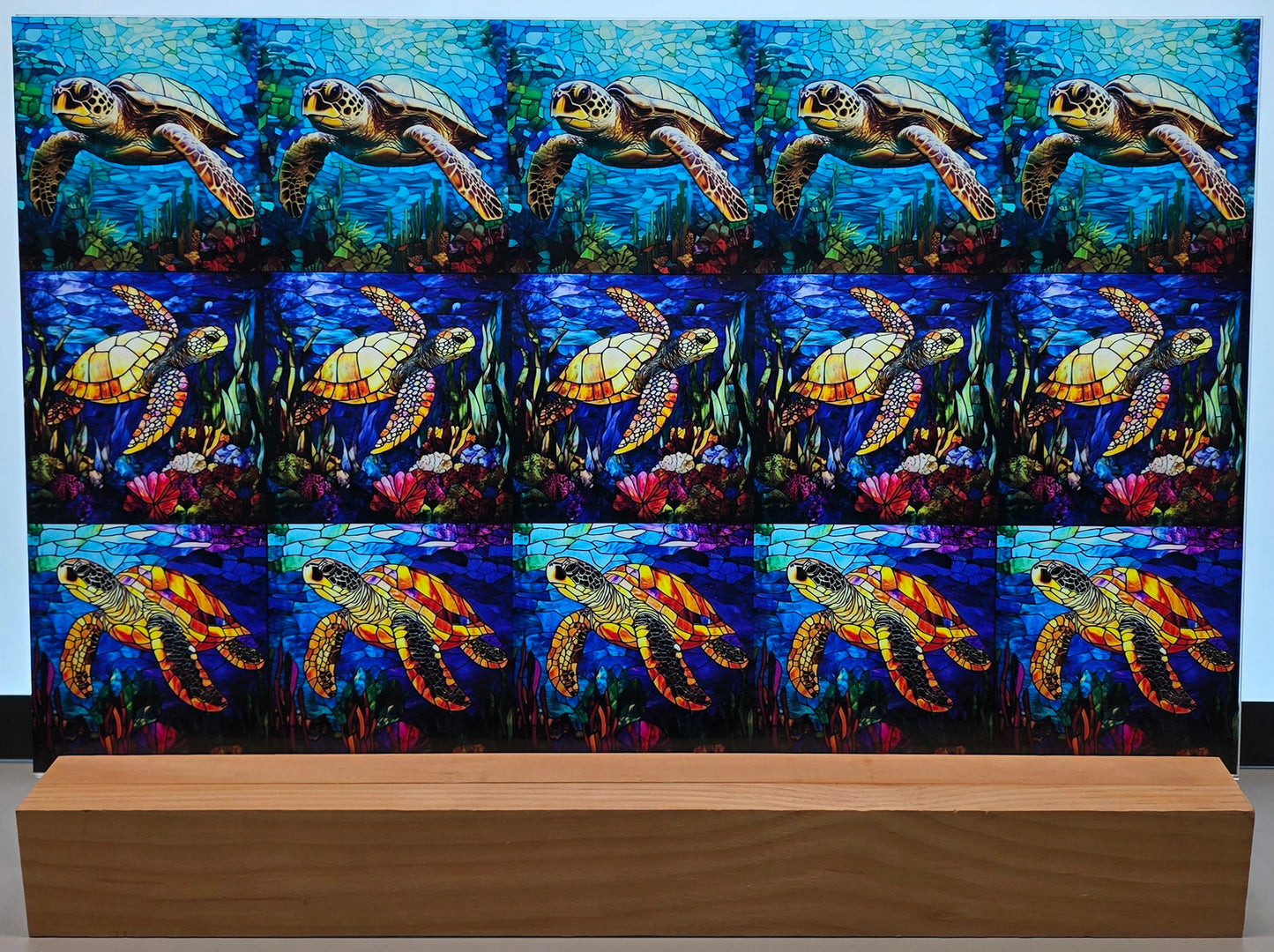 DecoCraft - Scenic Elevated Texture Tiles - Realistic Stained Glass - Turtles of the Seas