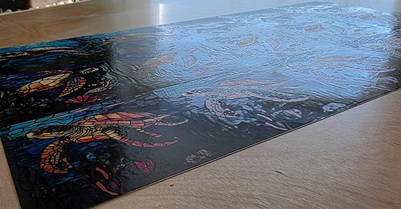 DecoCraft - Scenic Elevated Texture Tiles - Realistic Stained Glass - Turtles of the Seas