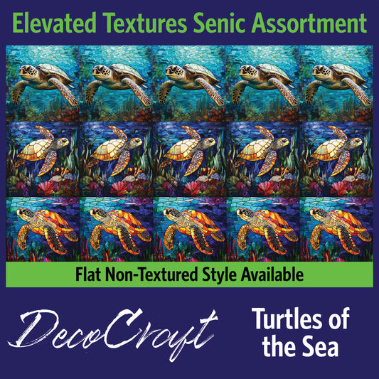 DecoCraft - Scenic Elevated Texture Tiles - Realistic Stained Glass - Turtles of the Seas