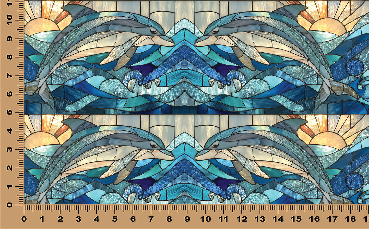 DecoCraft - Scenic Elevated Texture Tiles - Realistic Stained Glass - Dolphin's Tide