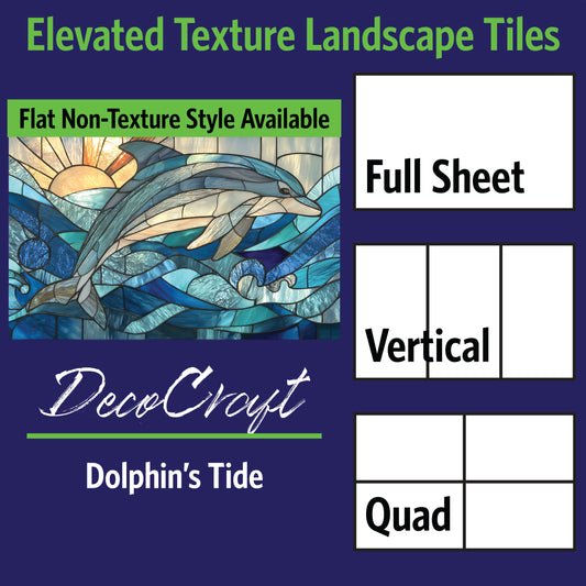 DecoCraft - Scenic Elevated Texture Tiles - Realistic Stained Glass - Dolphin's Tide