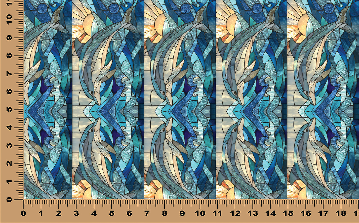 DecoCraft - Scenic Elevated Texture Tiles - Realistic Stained Glass - Dolphin's Tide