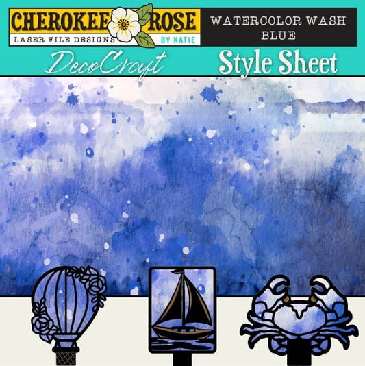 DecoCraft - Cherokee Rose - Style Sheet - Watercolor Wash - Blue