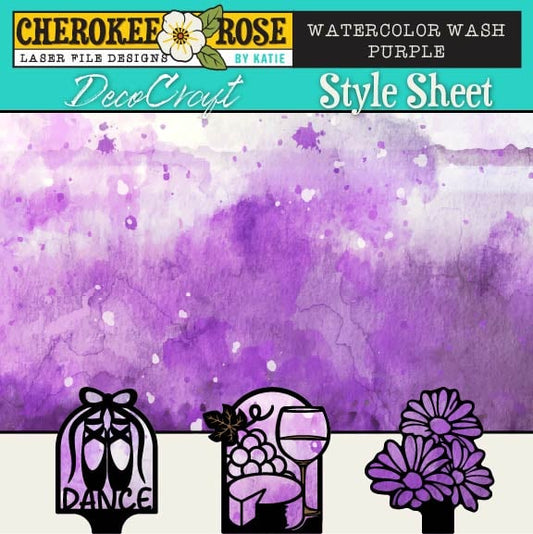 DecoCraft - Cherokee Rose - Style Sheet - Watercolor Wash - Purple