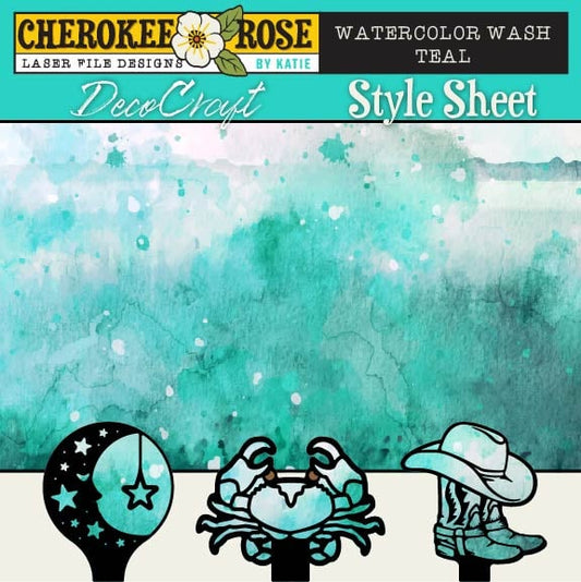 DecoCraft - Cherokee Rose - Style Sheet - Watercolor Wash - Teal