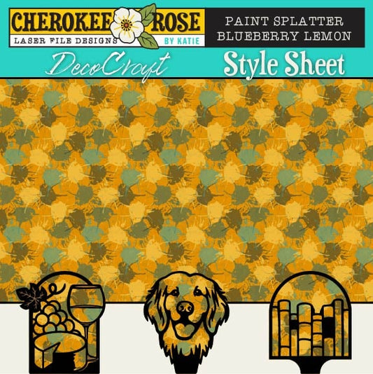 DecoCraft - Cherokee Rose - Style Sheet - Paint Splatter - Blueberry Lemon
