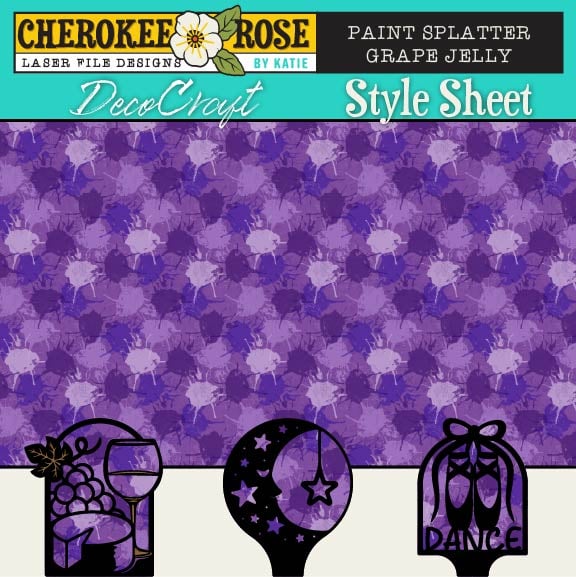 DecoCraft - Cherokee Rose - Style Sheet - Paint Splatter - Grape Jelly