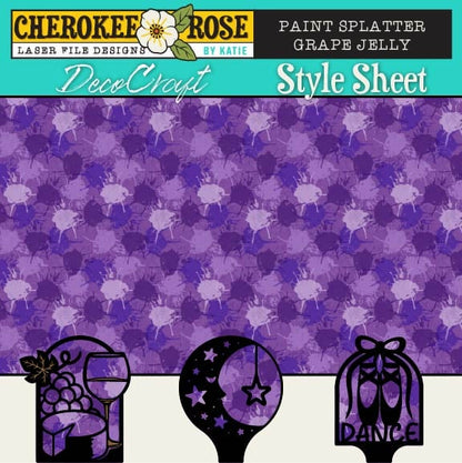 DecoCraft - Cherokee Rose - Style Sheet - Paint Splatter - Grape Jelly