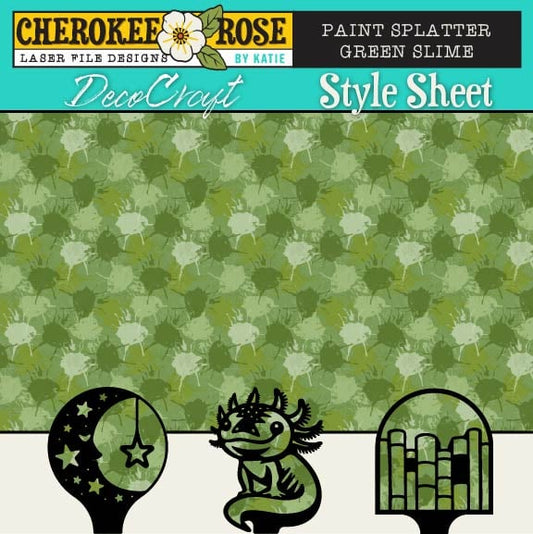 DecoCraft - Cherokee Rose - Style Sheet - Paint Splatter - Green Slime