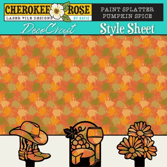 DecoCraft - Cherokee Rose - Style Sheet - Paint Splatter - Pumpkin Spice