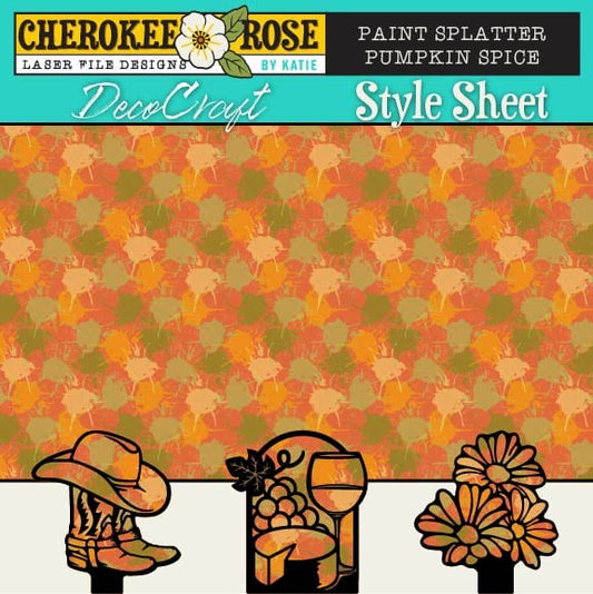 DecoCraft - Cherokee Rose - Style Sheet - Paint Splatter - Pumpkin Spice