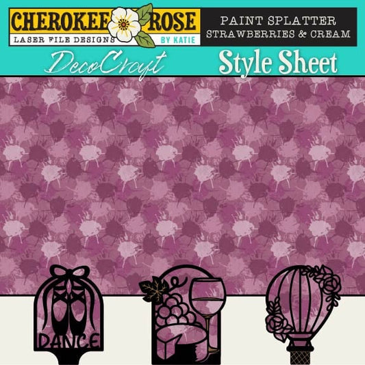 DecoCraft - Cherokee Rose - Style Sheet - Paint Splatter - Strawberries & Cream