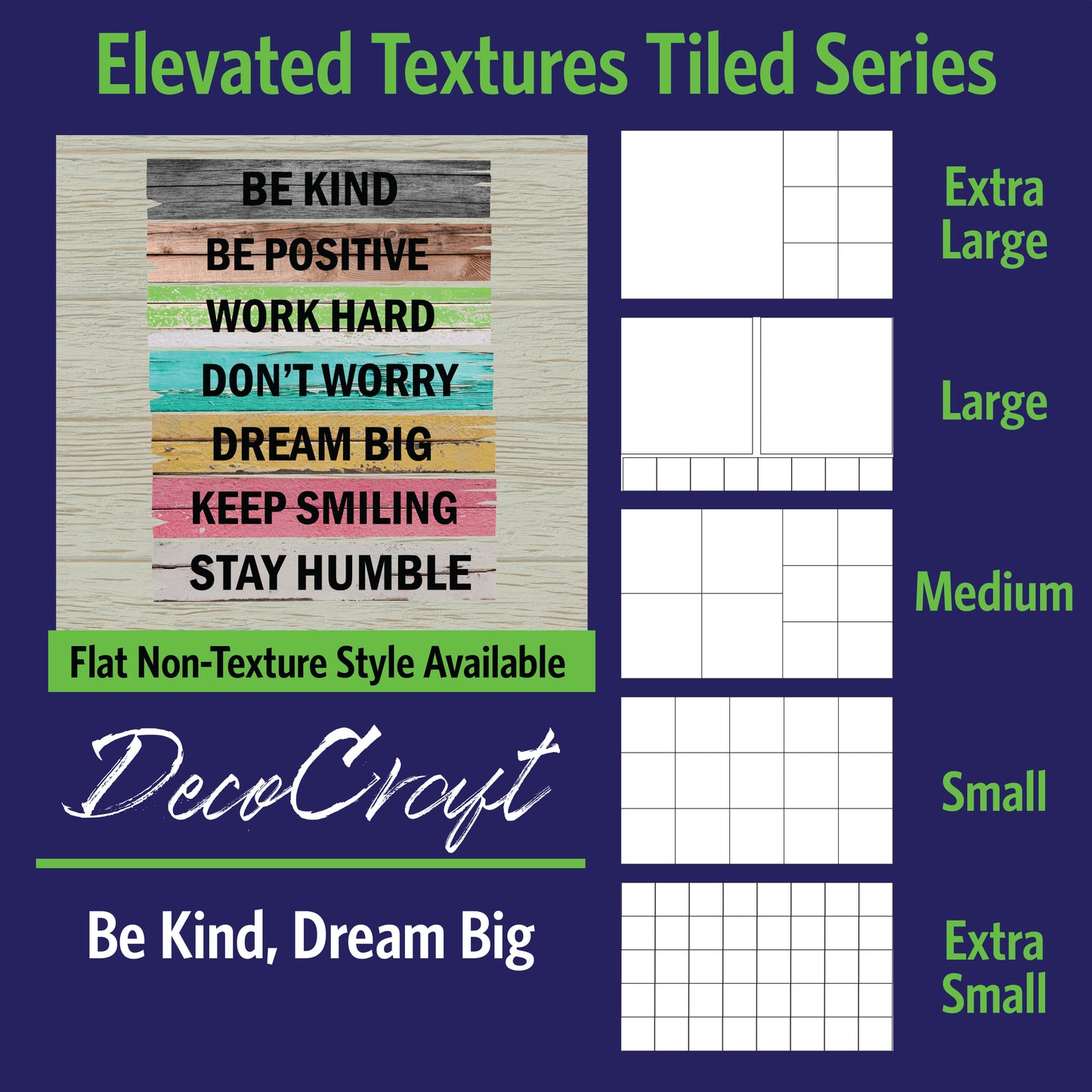 DecoCraft - Scenic Elevated Texture Tiles - Be Kind, Dream Big