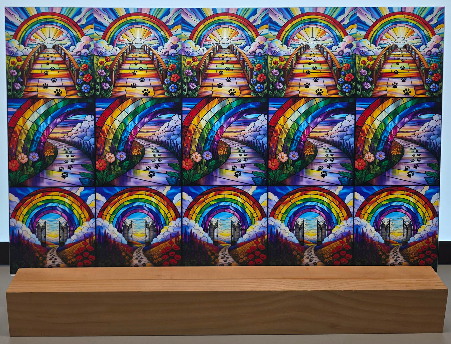 DecoCraft - Scenic Elevated Texture Tiles - Realistic Stained Glass - Rainbow Bridge