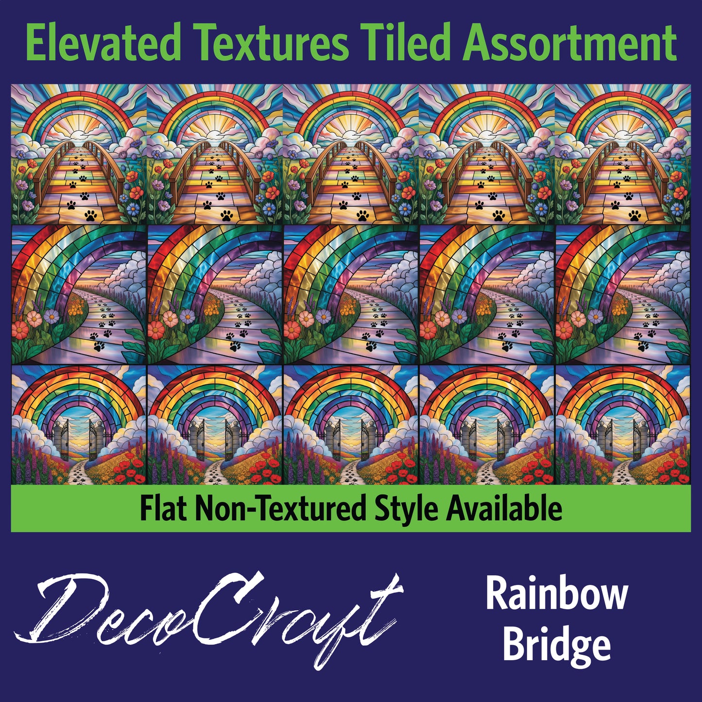 DecoCraft - Scenic Elevated Texture Tiles - Realistic Stained Glass - Rainbow Bridge