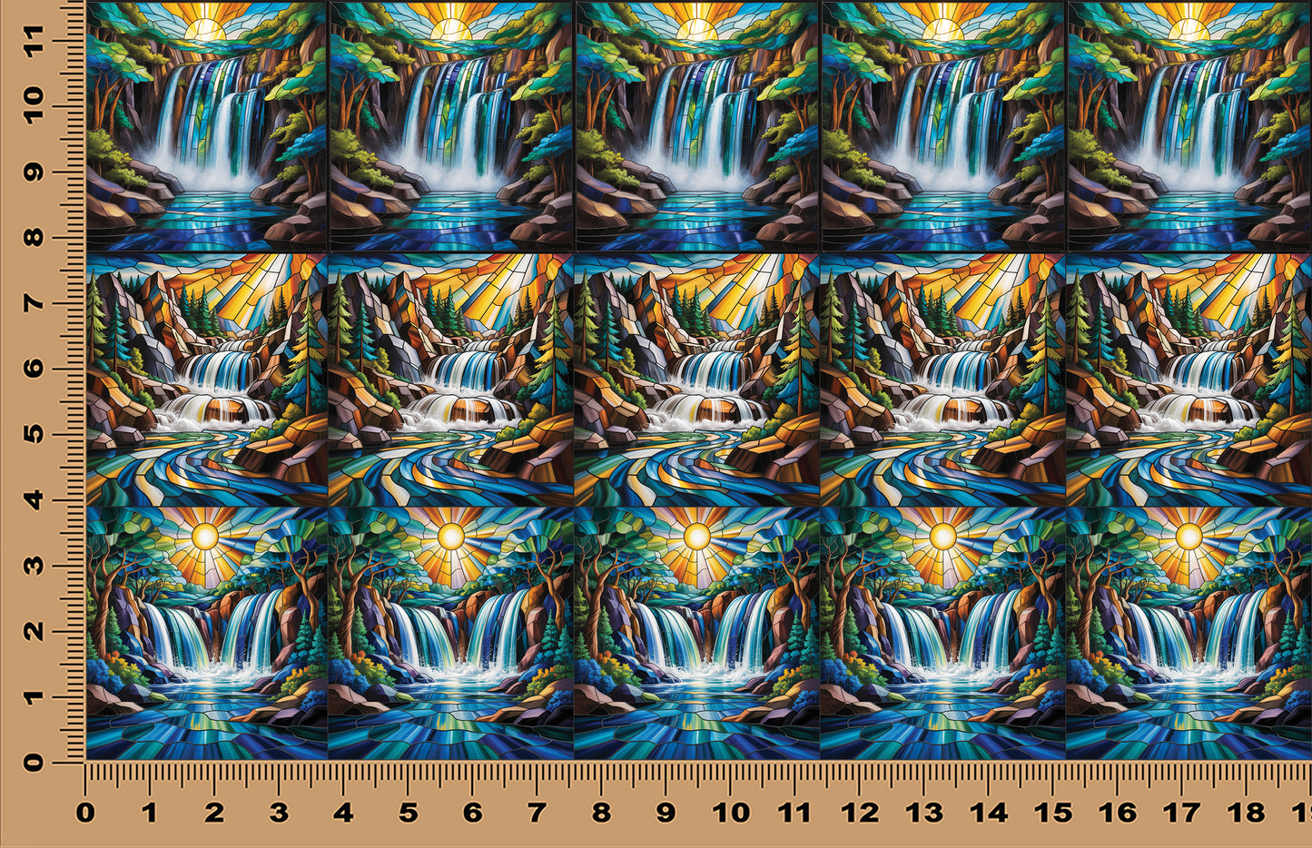 DecoCraft - Scenic Elevated Texture Tiles - Realistic Stained Glass - Mosaic Mountain Falls