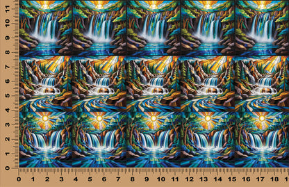 DecoCraft - Scenic Elevated Texture Tiles - Realistic Stained Glass - Mosaic Mountain Falls