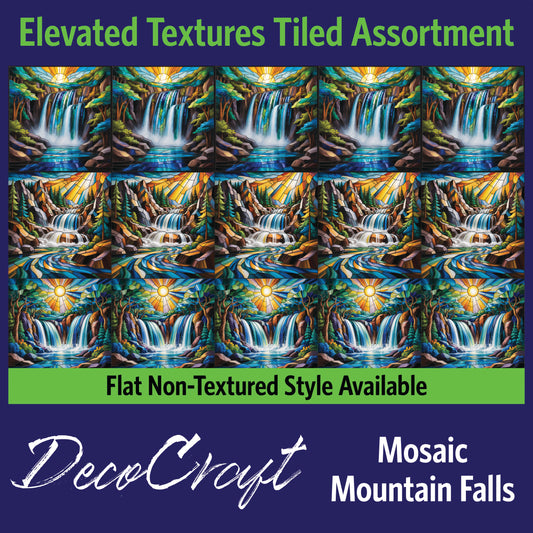 DecoCraft - Scenic Elevated Texture Tiles - Realistic Stained Glass - Mosaic Mountain Falls