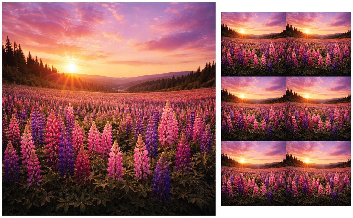 DecoCraft - Studio 1375 - Scenic Tiles Series - Lupins at Sunset