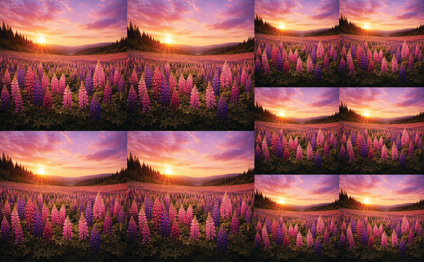 DecoCraft - Studio 1375 - Scenic Tiles Series - Lupins at Sunset