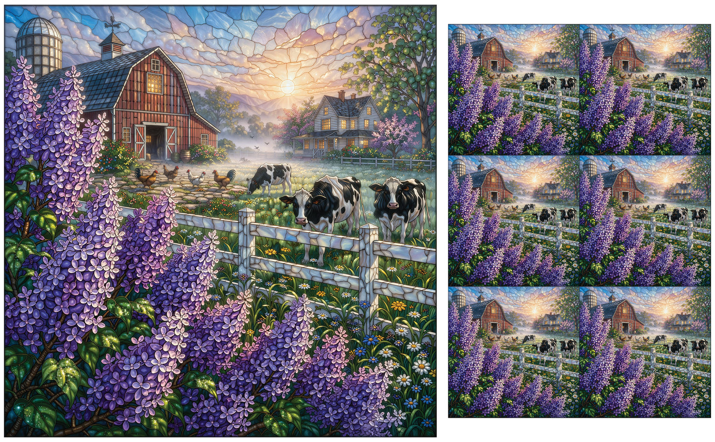 DecoCraft - Studio 1375 - Scenic Tiles Series - Lilac Barn at Daybreak