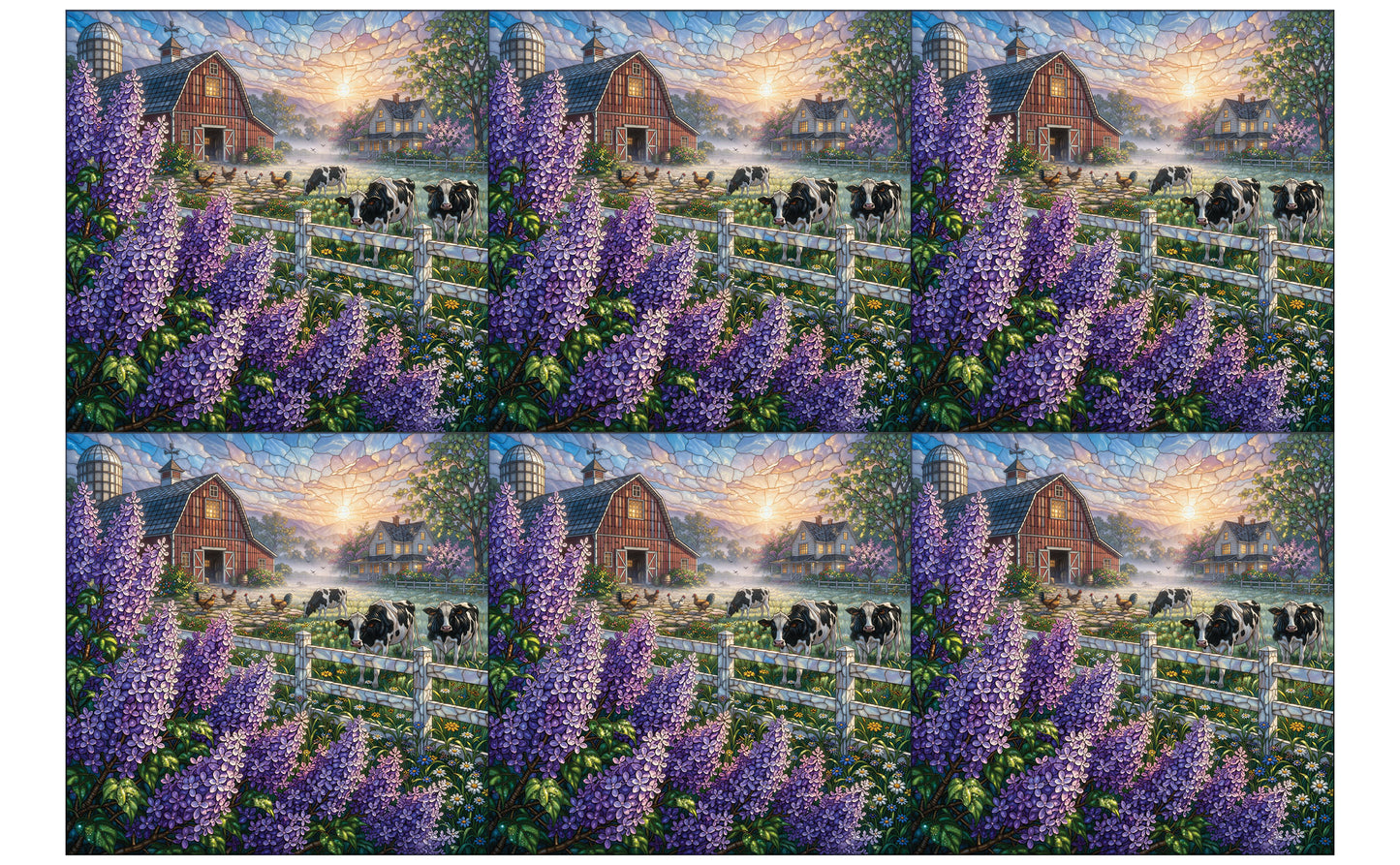 DecoCraft - Studio 1375 - Scenic Tiles Series - Lilac Barn at Daybreak