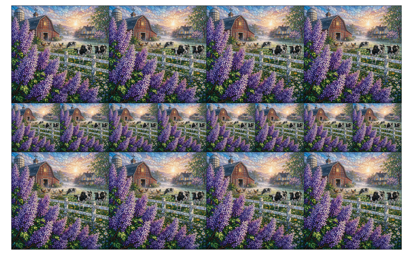DecoCraft - Studio 1375 - Scenic Tiles Series - Lilac Barn at Daybreak
