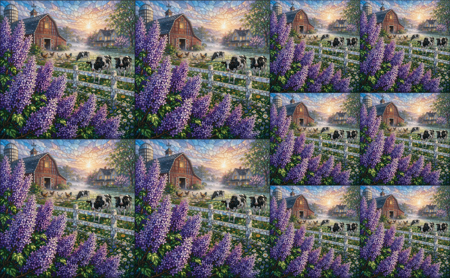 DecoCraft - Studio 1375 - Scenic Tiles Series - Lilac Barn at Daybreak