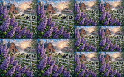 DecoCraft - Studio 1375 - Scenic Tiles Series - Lilac Barn at Daybreak