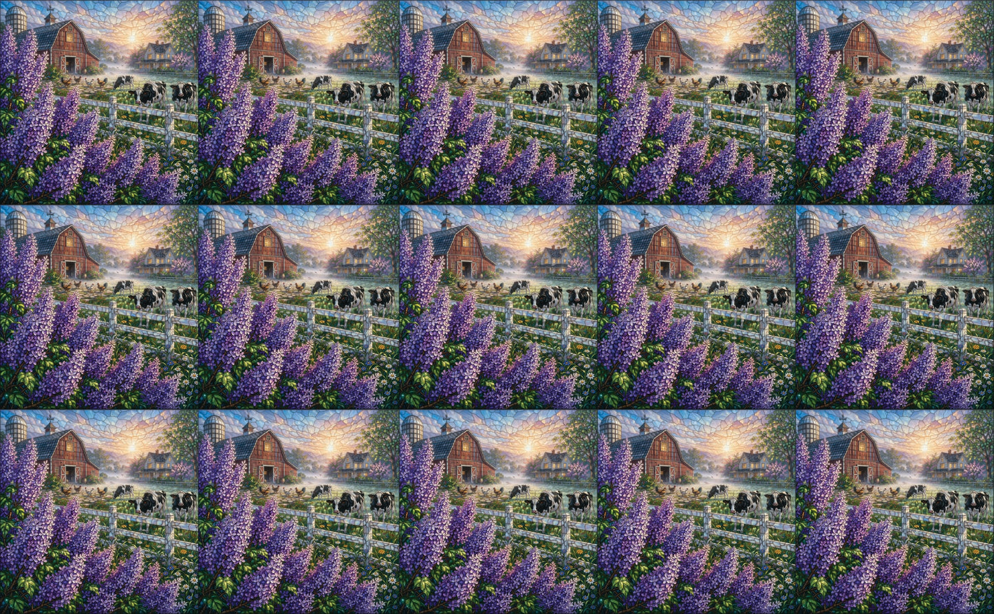 DecoCraft - Studio 1375 - Scenic Tiles Series - Lilac Barn at Daybreak