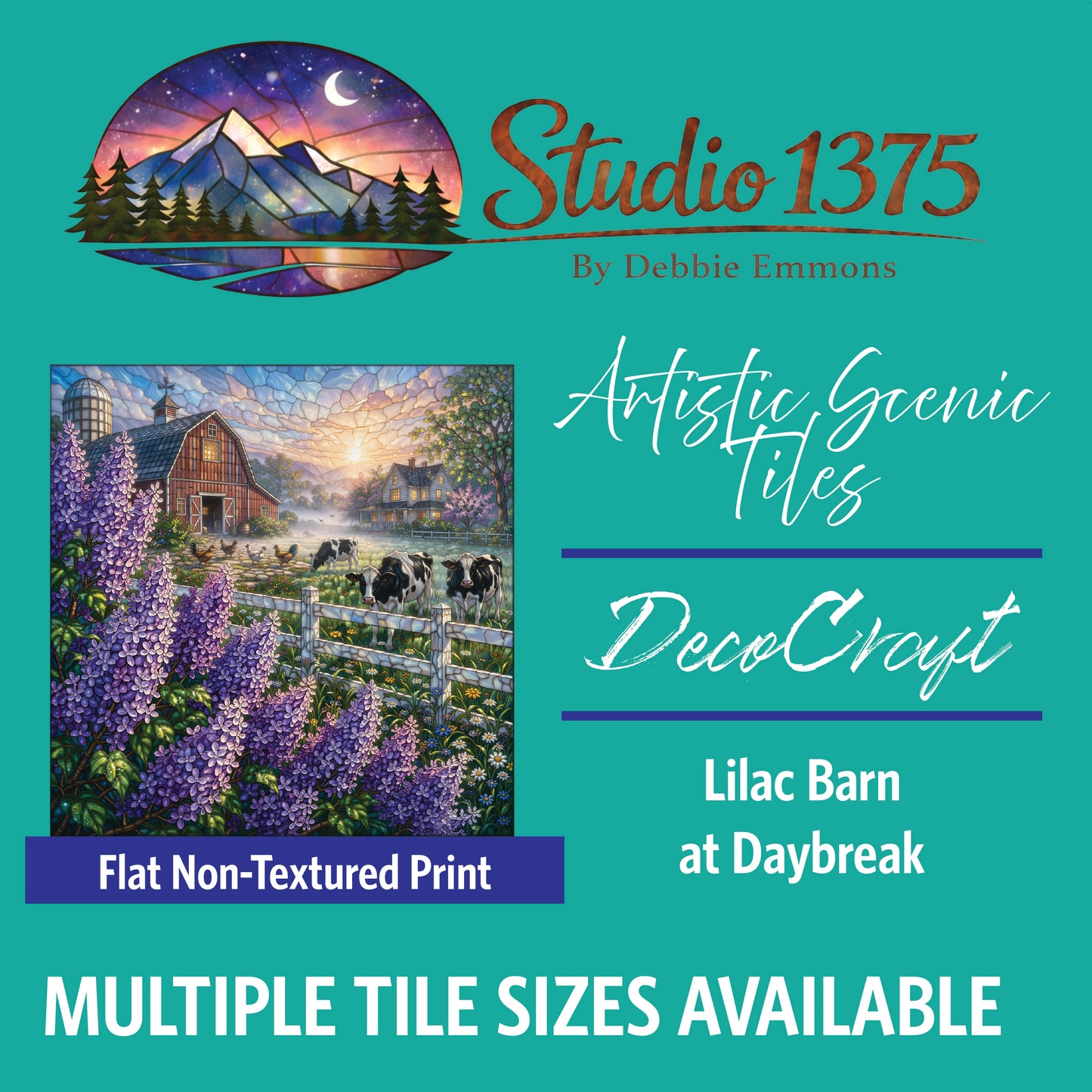 DecoCraft - Studio 1375 - Scenic Tiles Series - Lilac Barn at Daybreak